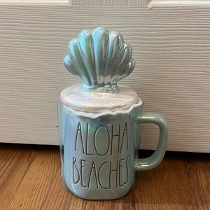 Rae Dunn Mug with Topper, Aloha Beaches.